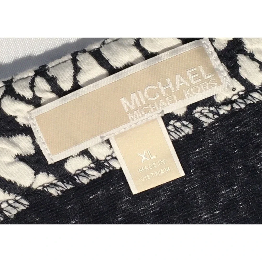 Michael Kors Women's Cheetah Print Ponte Skirt XL Regular‎ NWOT Black & White